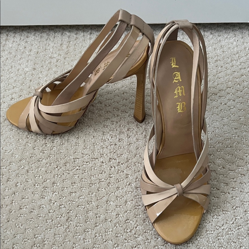 L.A.M.B. Beige Strappy Heels